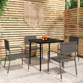 Juego de comedor de jardín 5 piezas gris de , Conjuntos de jardín - Ref: Foro24-3099596, Precio: 195,28 €, Descuento: %