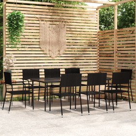 Juego de comedor de jardín 9 piezas negro de , Conjuntos de jardín - Ref: Foro24-3099594, Precio: 376,01 €, Descuento: %