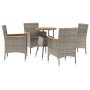 Mesita y sillas jardín 5 pzas y cojines ratán sintético gris von , Gartensets - Ref: Foro24-3187431, Preis: 381,76 €, Rabatt: %