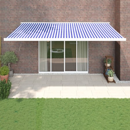 Toldo retráctil aluminio y tela azul y blanco 5x3 m von , Markisen - Ref: Foro24-3154525, Preis: 632,89 €, Rabatt: %