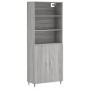 Aparador alto madera contrachapada gris sonoma 69,5x34x180 cm de , Aparadores - Ref: Foro24-3189235, Precio: 140,29 €, Descue...
