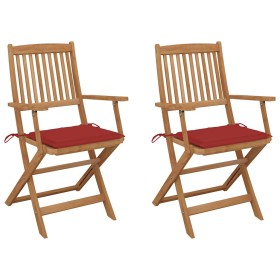 Sillas de jardín plegables 2 uds y cojines madera maciza acacia de , Sillas de jardín - Ref: Foro24-3064596, Precio: 157,14 €...