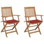 Sillas de jardín plegables 2 uds y cojines madera maciza acacia by , Garden chairs - Ref: Foro24-3064596, Price: 170,08 €, Di...