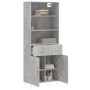 Aparador alto madera contrachapada gris hormigón 69,5x34x180 cm by , Sideboards - Ref: Foro24-3200509, Price: 133,69 €, Disco...