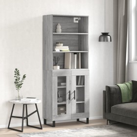 Aparador alto madera contrachapada gris sonoma 69,5x34x180 cm by , Sideboards - Ref: Foro24-3189347, Price: 149,97 €, Discoun...