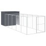 Caseta perros con corral acero galvanizado gris 214x661x181 cm de , Casetas para perros - Ref: Foro24-3189133, Precio: 695,44...