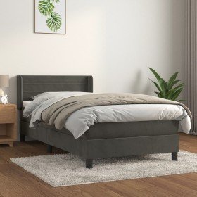 Cama box spring con colchón terciopelo gris oscuro 80x200 cm Cama box spring con colchón terciopelo gris oscuro 80x200 cm