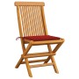 Sillas de jardín 2 unidades con cojines rojos madera de teca by , Garden chairs - Ref: Foro24-3062466, Price: 145,18 €, Disco...