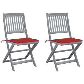 Sillas de jardín plegables 2 uds cojines madera maciza acacia de , Sillas de jardín - Ref: Foro24-3064542, Precio: 125,97 €, ...