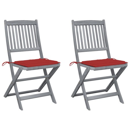 Sillas de jardín plegables 2 uds cojines madera maciza acacia de , Sillas de jardín - Ref: Foro24-3064542, Precio: 125,97 €, ...