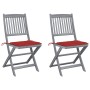 Sillas de jardín plegables 2 uds cojines madera maciza acacia de , Sillas de jardín - Ref: Foro24-3064542, Precio: 125,97 €, ...