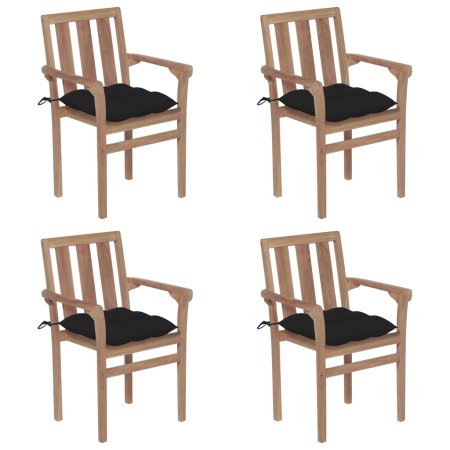 Sillas de jardín apilables 4 uds madera maciza teca con cojines von , Gartenstühle - Ref: Foro24-3073401, Preis: 513,61 €, Ra...