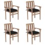 Sillas de jardín apilables 4 uds madera maciza teca con cojines von , Gartenstühle - Ref: Foro24-3073401, Preis: 513,61 €, Ra...