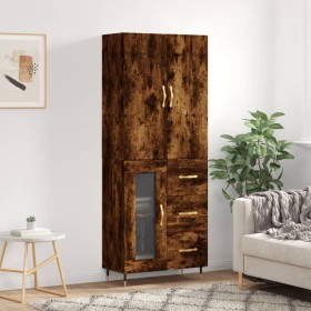 Aparador alto madera contrachapada roble ahumado 69,5x34x180 cm de , Aparadores - Ref: Foro24-3195944, Precio: 168,58 €, Desc...