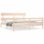 Bed frame with solid wood headboard 200x200 cm by vidaXL, Beds and slatted bases - Ref: Foro24-3195111, Price: 142,03 €, Disc...