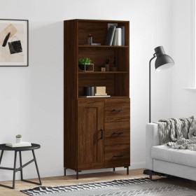Aparador alto madera contrachapada marrón roble 69,5x34x180 cm de , Aparadores - Ref: Foro24-3190028, Precio: 153,21 €, Descu...