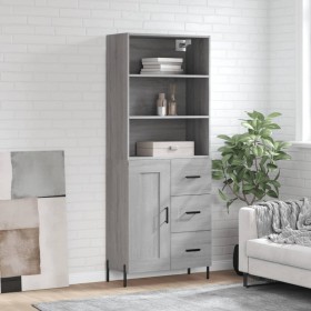 Aparador alto madera contrachapada gris sonoma 69,5x34x180 cm de , Aparadores - Ref: Foro24-3190035, Precio: 159,68 €, Descue...