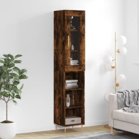 Aparador de madera contrachapada roble ahumado 34,5x34x180 cm de , Aparadores - Ref: Foro24-3199358, Precio: 89,47 €, Descuen...
