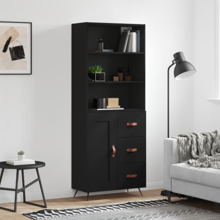 Aparador alto madera contrachapada negro 69,5x34x180 cm de , Aparadores - Ref: Foro24-3189990, Precio: 166,59 €, Descuento: %