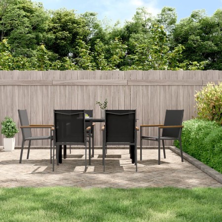 Sillas de jardín 6 uds textilene y acero negro 55x61,5x90 cm by , Garden chairs - Ref: Foro24-3187086, Price: 273,15 €, Disco...