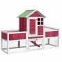 Conejera de madera maciza de pino roja 170x63x113 cm de , Jaulas y habitáculos para animales pequeños - Ref: Foro24-172295, P...