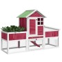 Conejera de madera maciza de pino roja 170x63x113 cm de , Jaulas y habitáculos para animales pequeños - Ref: Foro24-172295, P...
