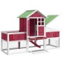 Conejera de madera maciza de pino roja 170x63x113 cm de , Jaulas y habitáculos para animales pequeños - Ref: Foro24-172295, P...
