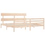 Bed frame with solid wood headboard 200x200 cm by vidaXL, Beds and slatted bases - Ref: Foro24-3195111, Price: 142,03 €, Disc...