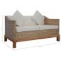 Sofá de 2 plazas con cojines ratán natural de , Sofás - Ref: Foro24-283076, Precio: 429,50 €