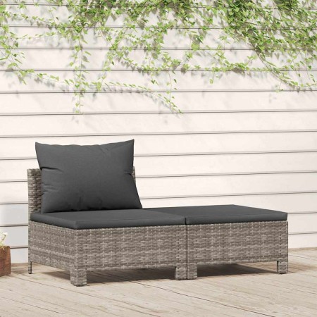 Set de muebles de jardín 2 pzas cojines ratán sintético gris by , Garden sets - Ref: Foro24-362690, Price: 178,18 €, Discount: %