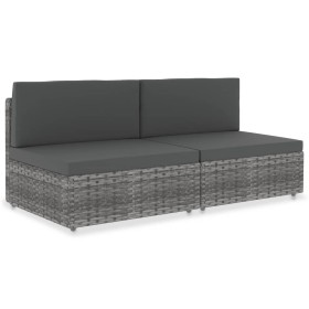 Sofá seccional de 2 plazas de ratán sintético gris von , Modulare Sofas für den Außenbereich - Ref: Foro24-49523, Preis: 180,...