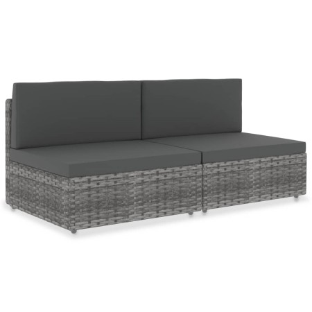 Sofá seccional de 2 plazas de ratán sintético gris by , Modular outdoor sofas - Ref: Foro24-49523, Price: 176,28 €, Discount: %