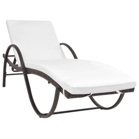 Tumbona de jardín con cojín ratán sintético marrón de , Tumbonas - Ref: Foro24-42883, Precio: 116,26 €, Descuento: %