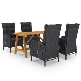 Black 5-Piece Garden Dining Set by vidaXL, Garden sets - Ref: Foro24-3068742, Price: 698,55 €, Discount: %
