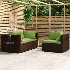 Set muebles de jardín 3 piezas y cojines ratán sintético marrón von , Modulare Sofas für den Außenbereich - Ref: Foro24-31756...