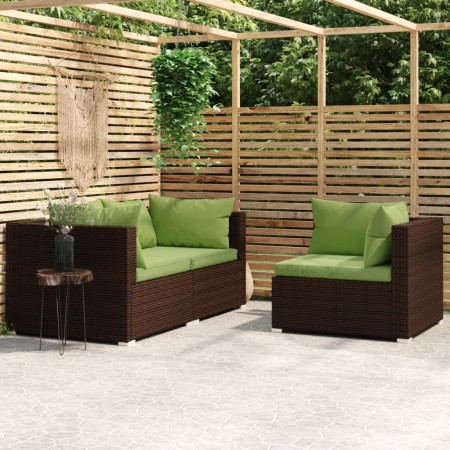 Set muebles de jardín 3 piezas y cojines ratán sintético marrón von , Modulare Sofas für den Außenbereich - Ref: Foro24-31756...