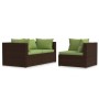 Set muebles de jardín 3 piezas y cojines ratán sintético marrón von , Modulare Sofas für den Außenbereich - Ref: Foro24-31756...