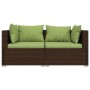 Set muebles de jardín 3 piezas y cojines ratán sintético marrón von , Modulare Sofas für den Außenbereich - Ref: Foro24-31756...