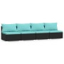 Sofá de 4 plazas con cojines ratán sintético negro by , Garden sets - Ref: Foro24-317541, Price: 444,69 €, Discount: %