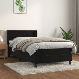 Cama box spring con colchón terciopelo negro 90x200 cm Cama box spring con colchón terciopelo negro 90x200 cm