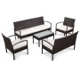Set muebles de jardín 5 piezas y cojines ratán sintético marrón by , Garden sets - Ref: Foro24-44184, Price: 353,88 €, Discou...