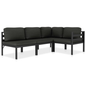 Set muebles de jardín 4 pzas y cojines aluminio gris antracita von , Gartensets - Ref: Foro24-49231, Preis: 636,10 €, Rabatt: %