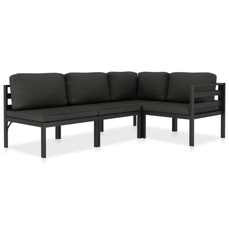 Set muebles de jardín 4 pzas y cojines aluminio gris antracita de , Conjuntos de jardín - Ref: Foro24-49231, Precio: 636,10 €