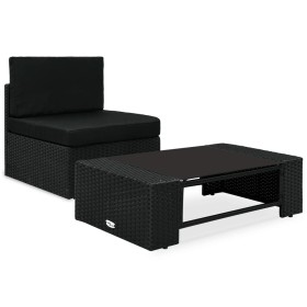 Juego de muebles de jardín 2 piezas ratán sintético negro von , Modulare Sofas für den Außenbereich - Ref: Foro24-49502, Prei...