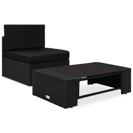 Juego de muebles de jardín 2 piezas ratán sintético negro von , Modulare Sofas für den Außenbereich - Ref: Foro24-49502, Prei...