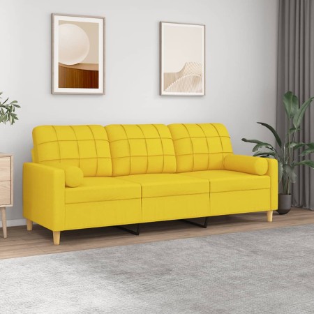 Sofá de 3 plazas con cojines tela amarillo claro 180 cm von , Sofas - Ref: Foro24-3200795, Preis: 233,77 €, Rabatt: %