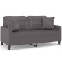 Sofá de 2 plazas con cojines cuero sintético gris 140 cm by , Sofas - Ref: Foro24-3200805, Price: 196,99 €, Discount: %
