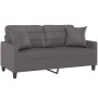 Sofá de 2 plazas con cojines cuero sintético gris 140 cm by , Sofas - Ref: Foro24-3200805, Price: 196,99 €, Discount: %