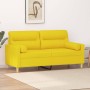 Sofá de 2 plazas con cojines tela amarillo claro 140 cm de , Sofás - Ref: Foro24-3200826, Precio: 179,32 €