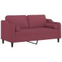 Sofá de 2 plazas con cojines tela rojo tinto 140 cm by , Sofas - Ref: Foro24-3200851, Price: 234,03 €, Discount: %